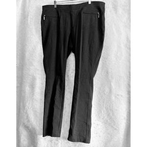 Fashion Bug Black Stretch Straight-Leg Pull-On Pants 1X | Faux Fly & Zip Pockets
